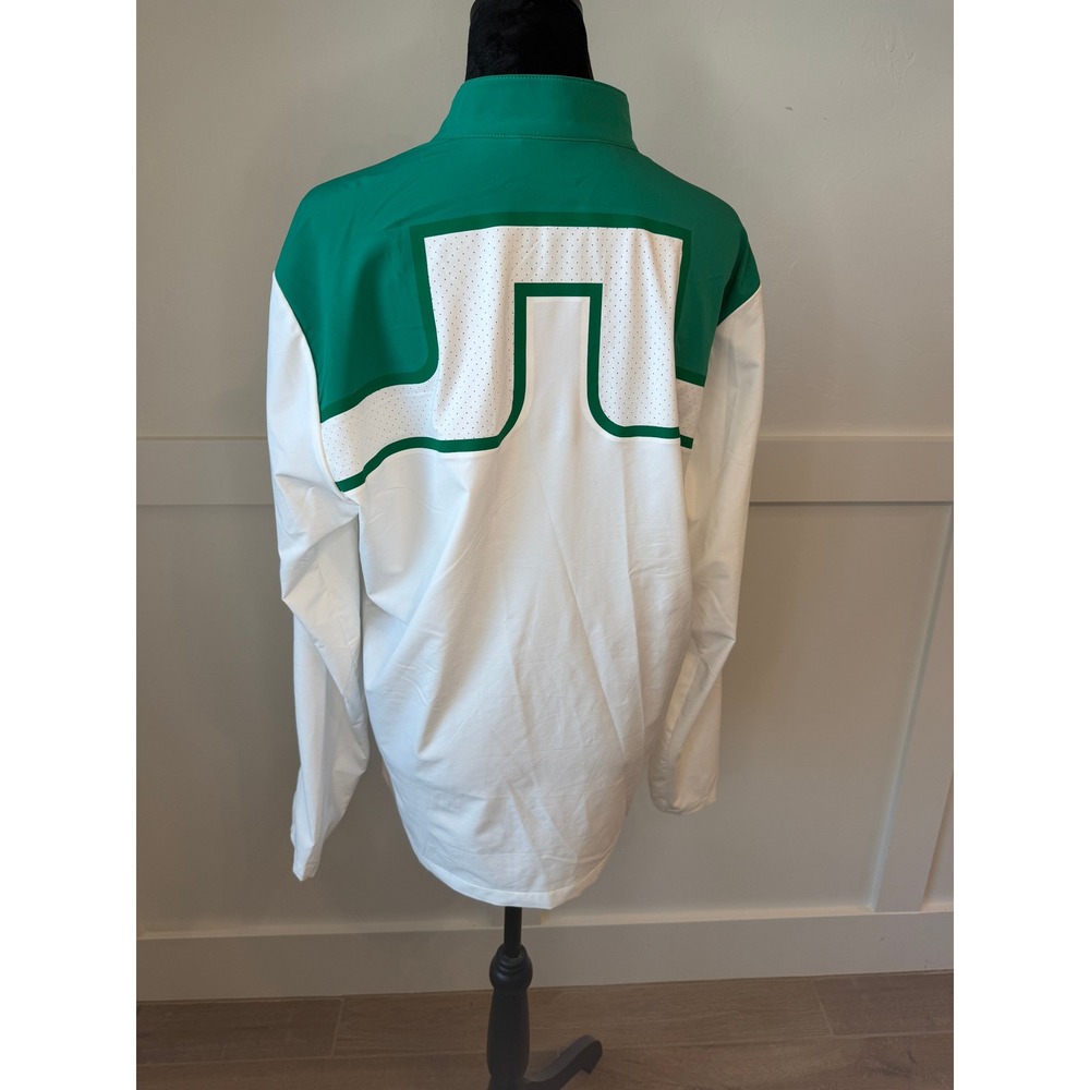 J.Lindeberg Mens XL Green White Colorblock Full Zip Golf Jacket Bridge Logo - Picture 4 of 8